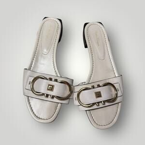 Ferragamo Double Gancini Leather Slides Size 9,5